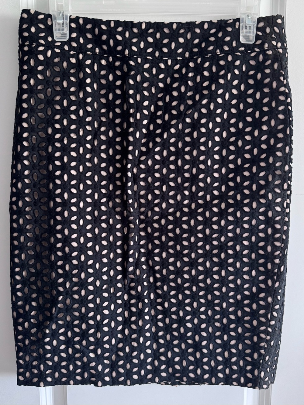 LOFT Black Eyelet Pencil Skirt with Nude Underlay